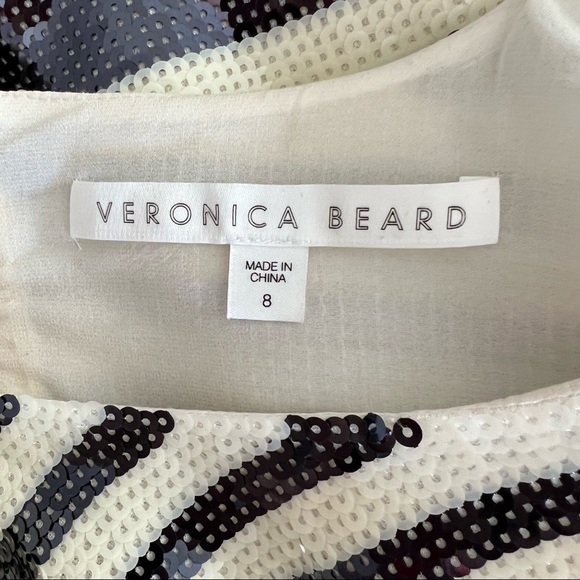 Veronica Beard Black Striped Sequin Boxy Crewneck Tee - Picture 7 of 12